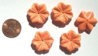 5 20x7mm Carved Howlite Orange Flowers
